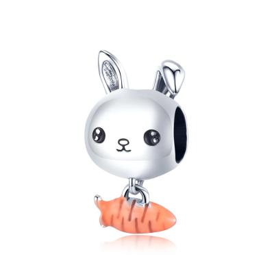 China Nickel Free Qings Shape New Style 925 Jewelry Sterling Silver Cute Rabbit Easter Charm For Bracelet for sale