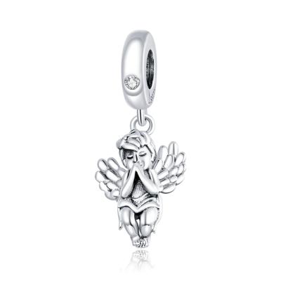 China Environmental Friendly Custom Design DIY S925 Ribbon Flight Angel Pendants Hope Inspire Charm Small Jewelry Accessory for sale