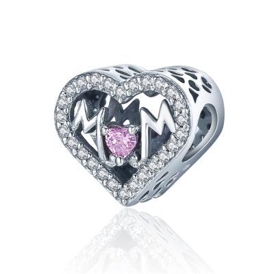 China Nickel Free New Design Heart Charm 925 Sterling Silver I Love My Mom Charm for sale