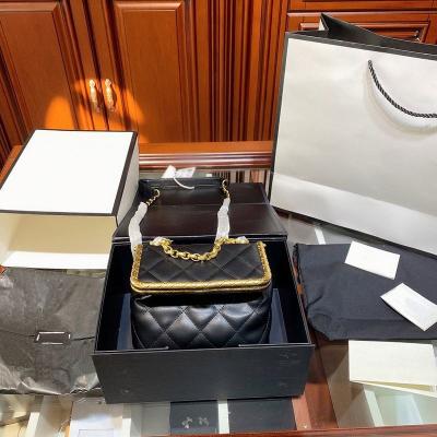 China Real 1:1 High Quality Real 1:1 Top Original Luxury Handbags Famous Brand Logo Box Genuine Leather Women Bags Double Density CC Purse for sale