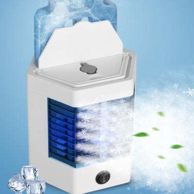 China Portable Cooler Fan Mini Mist Air USB Air Conditioner with Ice Tank Water Jet Cooling Small Air Cooler Fan for sale