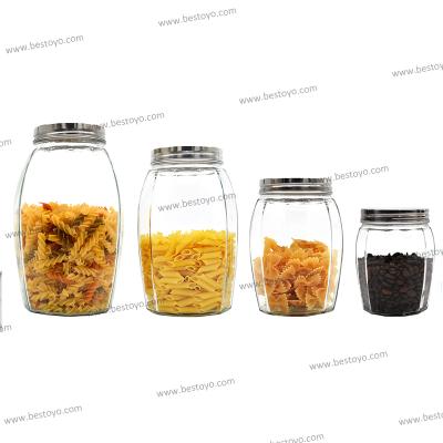 China Clear Glass Food Jar Sustainable Glass Storage Jar Jar With Lid for sale