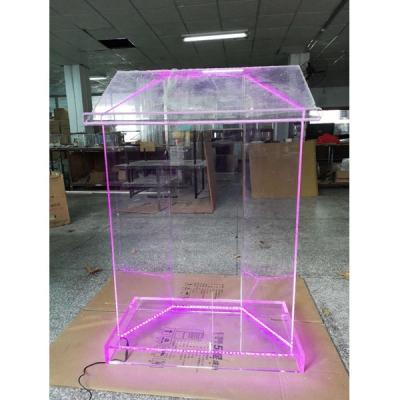 China Commercial Acrylic Furniture LED Podium, Clear Acrylic LED Lectern, Clear Acrylic Wedding Podium With LED Light for sale