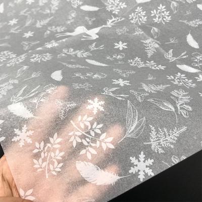 China Custom Transparent Flower Anticurl Printed Tissue Paper Wrapping Package For Gift for sale