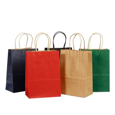 China Factory Handle Brown Craft Paper Bag Disposable Kraft Paper Packaging Bag For Fast Food for sale