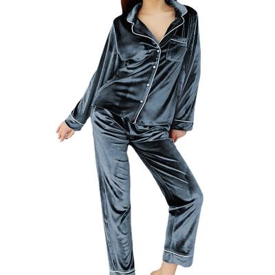 China Custom QUICK DRY custom made women's classic pajamas long sleeve sleepwear trim apparel satin pajamas for sale