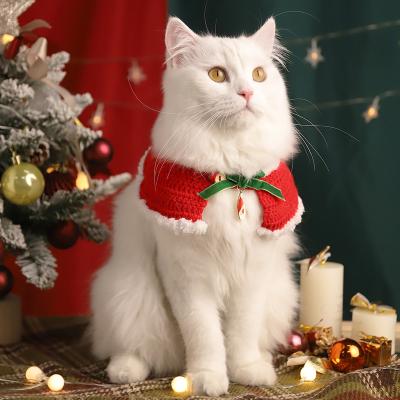 China Stocked OEM Hoopet Christmas Halloween Knitted Shawl Dog Cat Neckerchief Bandana Scarf Collar for sale