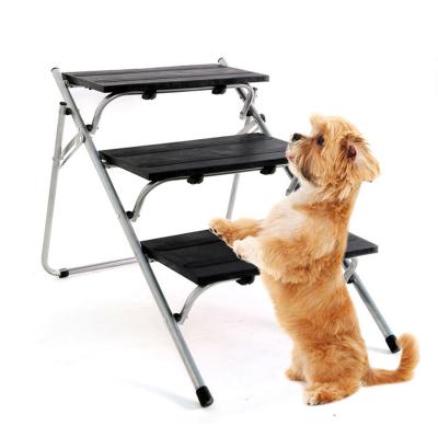 China New Hoopet Collapaible Height Pet 3 Dog Step Viable Adjustable Ramp Stairs Universal Easy Light Weight for sale