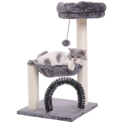 China Factory Price Viable Hoopet All In One Paly Rest Cat Scratcher Toy Tree With Brush for sale