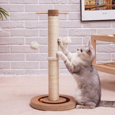 China Factory Stocked Goods In Stock Hoopet Multifunctional Sisal Pole Cat Tree Toy Scratcher for sale