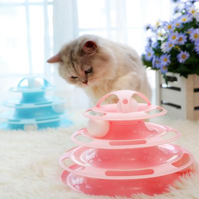 China Durable DIY cat toys ball wheel cat play toy fun automatic stick distractor cat toys supplies for sale