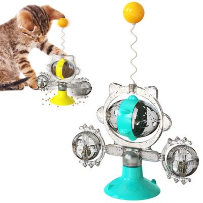 China New Arrival Hoopet Multifunctional Stocked Slow Rider Cat Toys Happy Turntable Teaser With Catnip Ball for sale