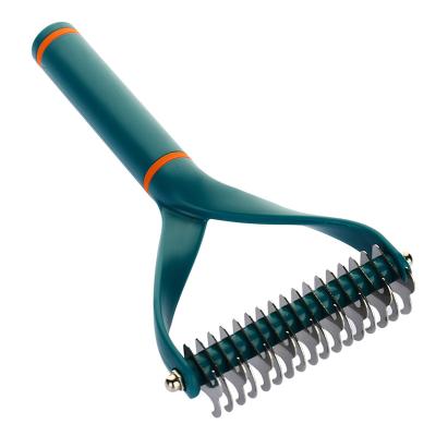 China OEM Hoopet Dog Cat Double-Sided Depilating Rake Deshedding Brush Sustainable Custom Slick Comb for sale