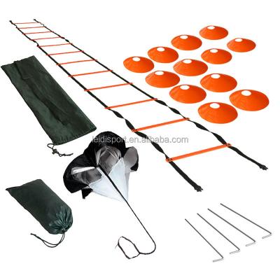 China Resistance Adjustable Nimble Umbrella Disc Logo Set PP Soccer Speed ​​Ladder Fixed Rope Ladder Training Equipment Customized for sale