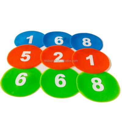 China Wholesale Football Training 10pcs Digital Flat Marker Cones Football Flat PE Factory PVC Flat Digital Disc Cones Football Agility for sale