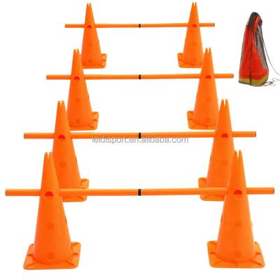 China Adjustable PP Agility Circles Cone Hurdles Set - 8 Cones & 4 Poles Agility Poles Jump Game Cone Football Training Equipment for sale