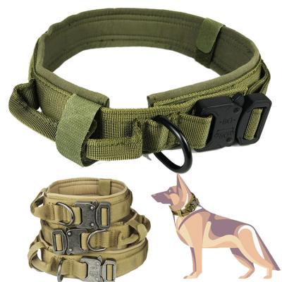 China Wholesale Outdoor Accessories Padded Collar Padded Adjustable Leather Dog Collar Pet Personalized Custom Tactical Dog Collar for sale