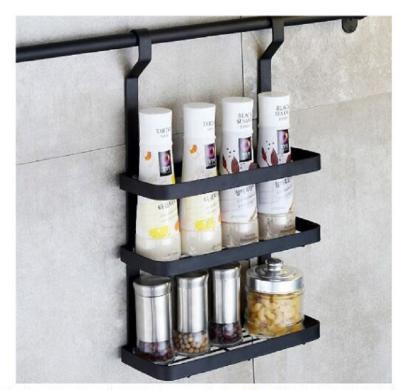 China Black Stainless Steel Folding Kitchen Spice Shelf Sustainable Kitchen Wall Mounted Storage / Dish Drying Rack for sale