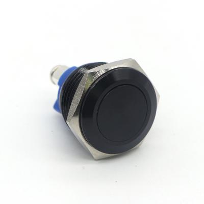 China Chrom YHJ Series Factory Supply 16mm Metal Copper Plated Waterproof Momentary Black Push Button Switch for sale