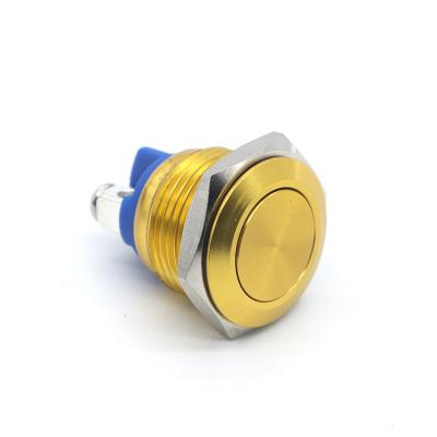 China Aluminum plated YHJ series factory supply16mm red gold yellow metal waterproof push button switch for sale