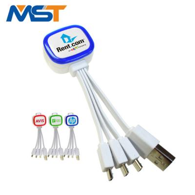 China MP3 / MP4 Player Promotional Gifts 3 In 1 Micro USB Charging Cable With LED Illuminated Trim for sale