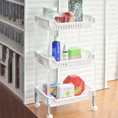 China China Factories 3 Tier Kitchen Storage Plastic Viable Slide Rack Slim Storage Rack Kitchen Shelf for sale