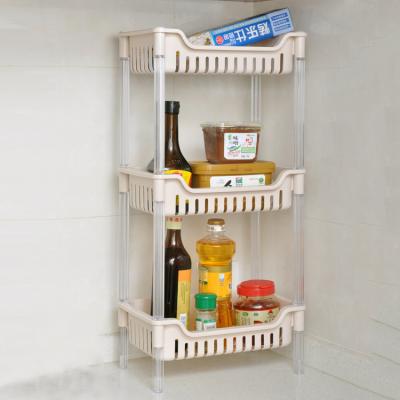 China Home Storage Rack 3 Tier Kitchen Bathroom Plastic Storage Rack Viable Wholesale Organizer Plastic Shelf for sale