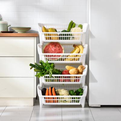 China Sustainable Rack Kids Storage Custom Basket Organizer Fruit Baskets Kitchen Vegetables Plastic Stackable Baskets for sale