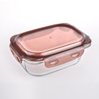 China Square 630ml High Borosilicate Glass Heatable Transparent Storage Box Food Lunch Box Degradable School Lunch Box for sale