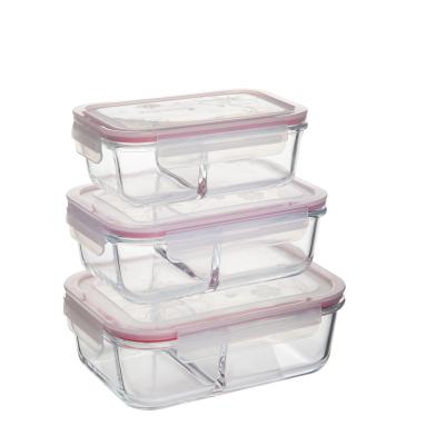 China High Borosilicate Glass Heatable Potluck Bowl Meal Prep Boxes Wholesale Reusable Transparent Meal Box for sale