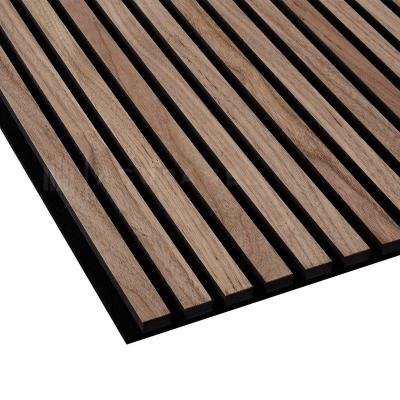 China Contemporary Wall panel PET MDF wood slat wall panel Natural Walnut and Oak Acoustic Slat Wood Wall Panels for sale