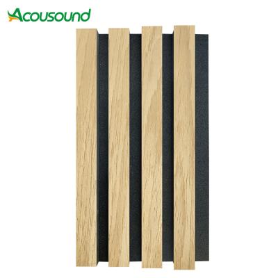 China Environmentally-friendly Eco-Friendly Sound Absorption Wood Veneer 3d Pet Mdf Composite Akupanel Wall slatted soundproof Board Wooden Acoustic Panels for sale