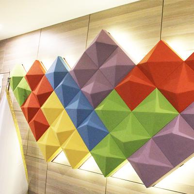 China Modern Custom different shape PET eco friendly material building office home decorative 300 300mm size 3d acoustic wall panel for sale