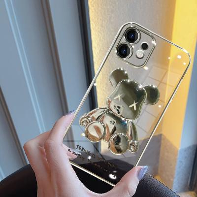 China Shockproof For iPhone 11 12 Pro Max For iPhone 13 Pro Max Custom Phone Case TPU Plating Savage Bear 3d Cartoon Phone Case for sale