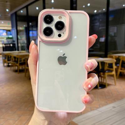 China Color Shockproof Frame Shockproof Case For iPhone 13 Pro Max Minimalist Design Transparent TPU Case For iPhone 11 12 Pro Max for sale