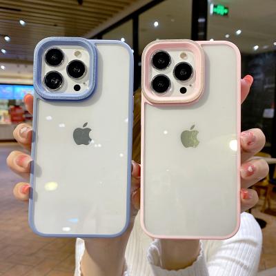 China Simple Design Transparent Shockproof TPU Phone Case For iPhone 11 12 Pro Max Color Frame Shockproof Phone Case For iPhone 13 Pro Max for sale