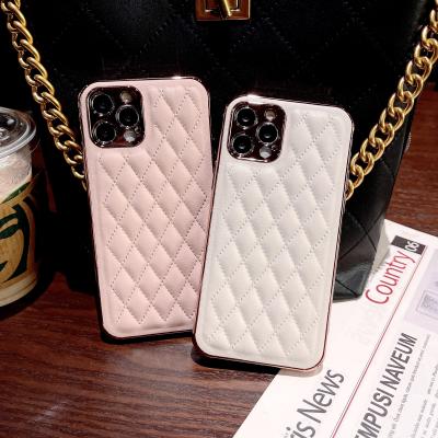 China Shockproof for iphone 13 pro max for iphone 11 pro max frontier 12 phone case diamond shape tpu plated leather phone case for sale