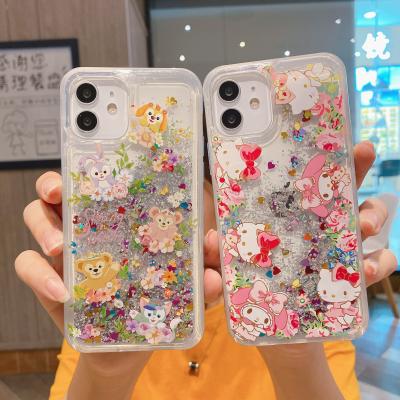 China Cute cartoon quicksand kawaii shockproof phone case for iphone 12 pro max new fashionable phone case for iphone 13 pro max for sale