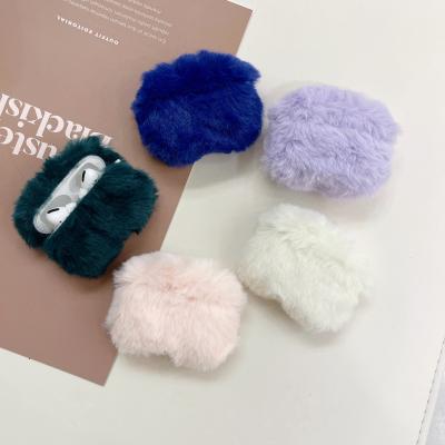 China Luxury Leather Case Winter Warm Fur Fuzzy Plush Silicone Hairy Earphone Case For Airpods 1 pro 2 cover box for sale