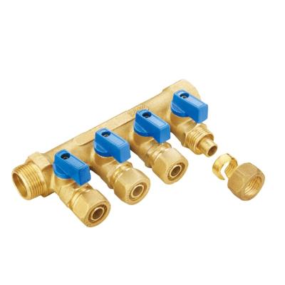 China General Brass Color Water Four Way Manifold for sale