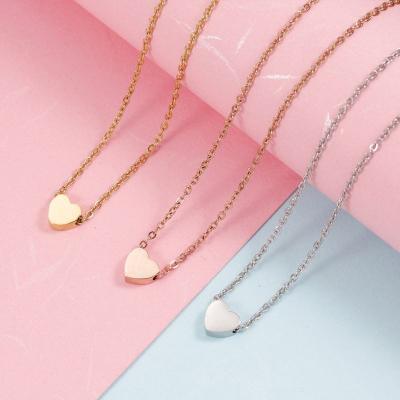 China Exquisite Personality Fashion Couples Girlfriend Gifts Necklace Mirror Stainless Steel Love Heart Unisex Unisex Border Hot Selling Heart for sale