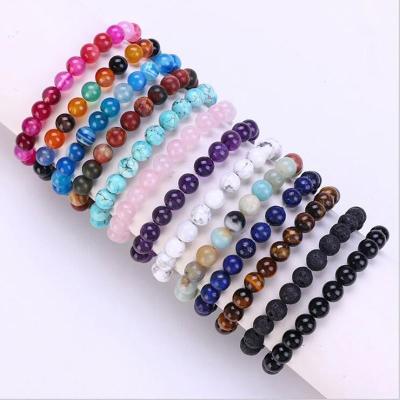 China 2022 Chakra Yoga Stone 8mm Volcanic Natural Round Stone Purple Stone Lucky Bead Stone Beads Bracelets For Women for sale