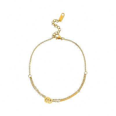 China Japanese and Korean ornament of new women's face smiley bell anklet chain of simplicity letter style central institute of statistics style anklet double layer anklet for sale