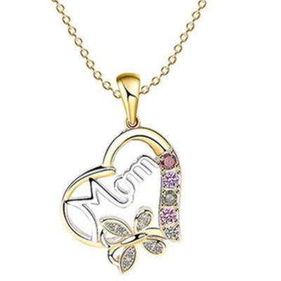 China Women's New Arrival Border Necklace Plated Real Gold Love Mother Necklace Mother's Day Gift MOM Necklace for sale