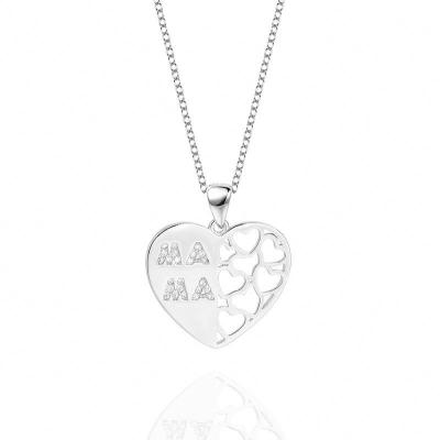 China MOM women's S925 sterling silver heart-shaped necklace hollow diamond to give mom simple fashion sha in Europe and America love for sale