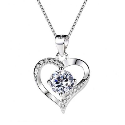 China 925 Sterling Silver Personalized Necklace 925 Sterling Silver Elegant Necklace Women Heart Pendants For Necklace for sale