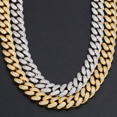 China European Hot Selling Cuban Link Chain Jewelry Stainless Steel Hip Hops Iced Out CZ Clasp Chunky Smooth 18K Gold Thick Cuban Link Chain For Men for sale