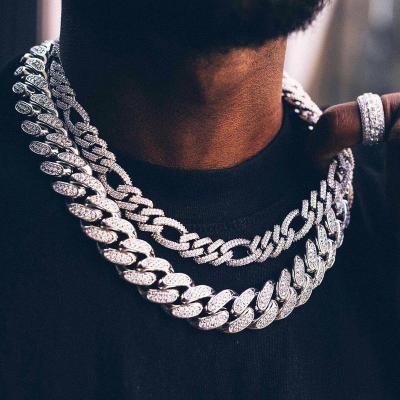 China Cuban Link Chain 19Mm Cuban Link Fork Iced Out White Gold Rose Men Necklaces Gift Diamond Choker Chain Necklace Jewelry Hip Hop for sale