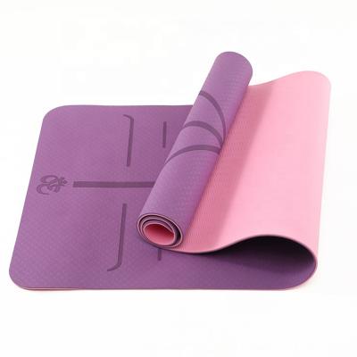 China Eco-friendly Wholesale Eco-friendly Double Side Fitness Mat Logo 6mm Tape Custom Yoga Mat With Position Line for sale