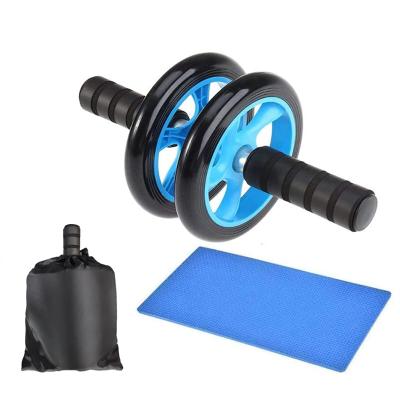 China Universal Home Fitness Workout ABS Abdominal Wheel, Wheels Plastic Double Roller With Knee Pad for sale